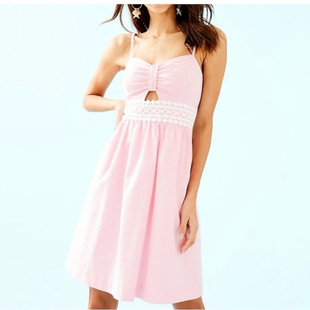 Lilly Pulitzer Pink and White Striped Midi Dress - Picture 2 of 6